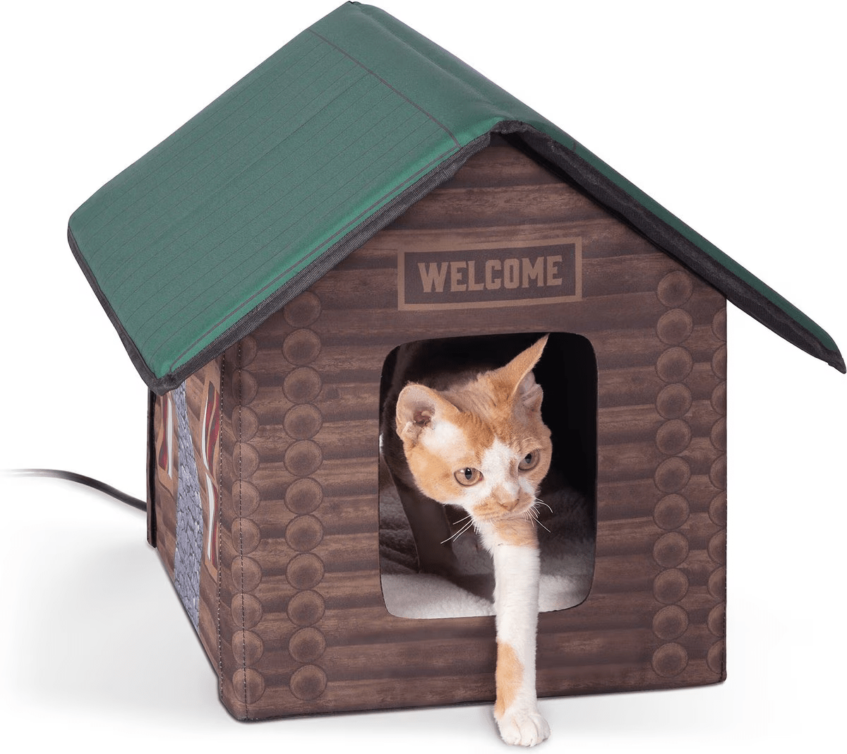 Outdoor Heated Kitty House with Removable Heating Pad
