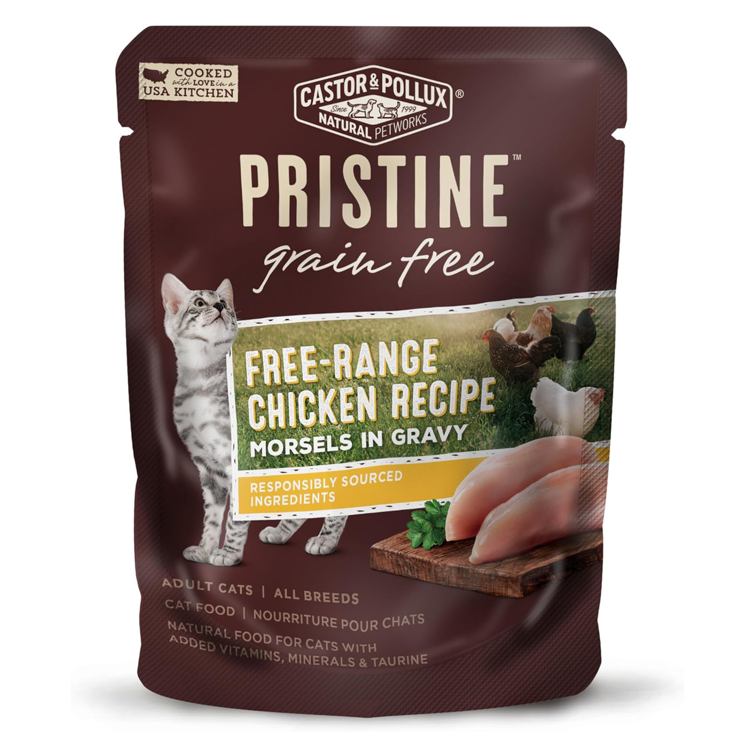 PRISTINE Grain Free Free-Range Chicken Recipe Morsels In Gravy Wet Cat Food