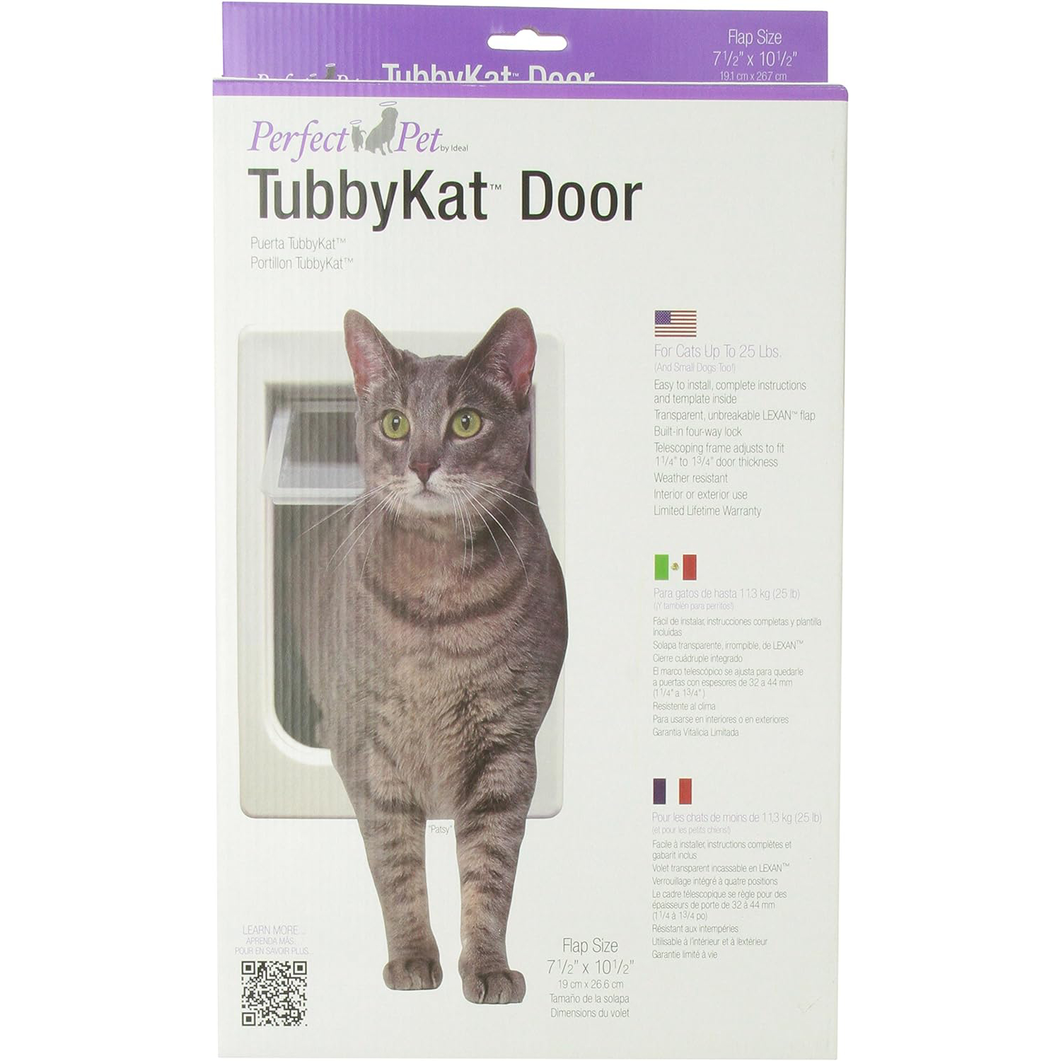 Perfect Pet Tubby Kat Cat Door with 4 Way Lock And LEXAN Flap New