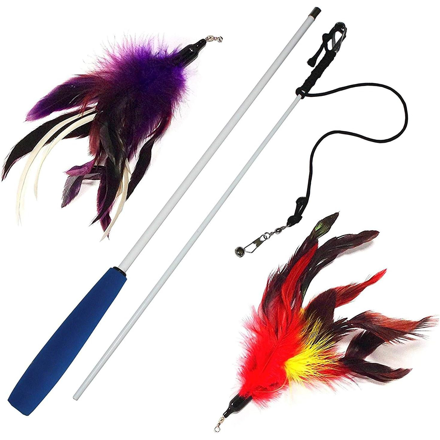 Pet Fit For Life Cat Wand Toy - Irresistible Cat Flirt Pole - Ultimate Feather Teaser for Indoor Cats - Safe & Durable for Interactive Play new