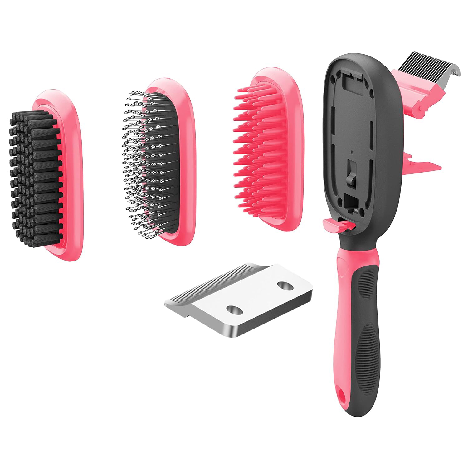 Pet Life ® 'Conversion' 5-in-1 Interchangeable Dematting and Deshedding Bristle Pin and Massage Grooming Pet Comb
