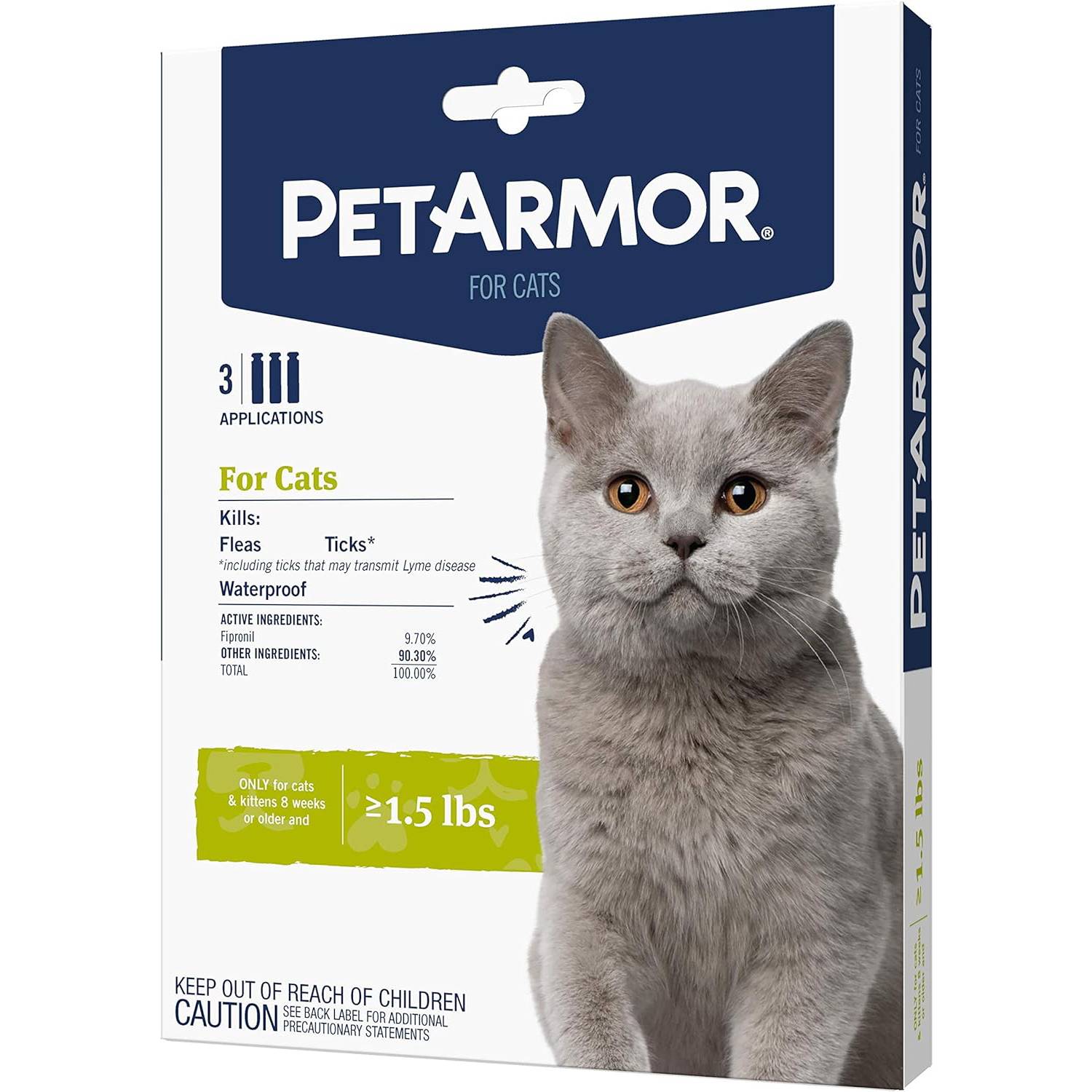 PetArmor for Cats, Flea & Tick Treatment for Cats (Over 1.5 Pounds), Includes 3 Month Supply of Topical Flea Treatments new
