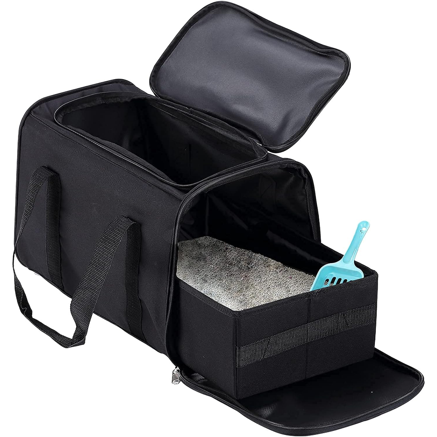 Portable Cat Litter Box Black 2In 1 Travel Litter Box