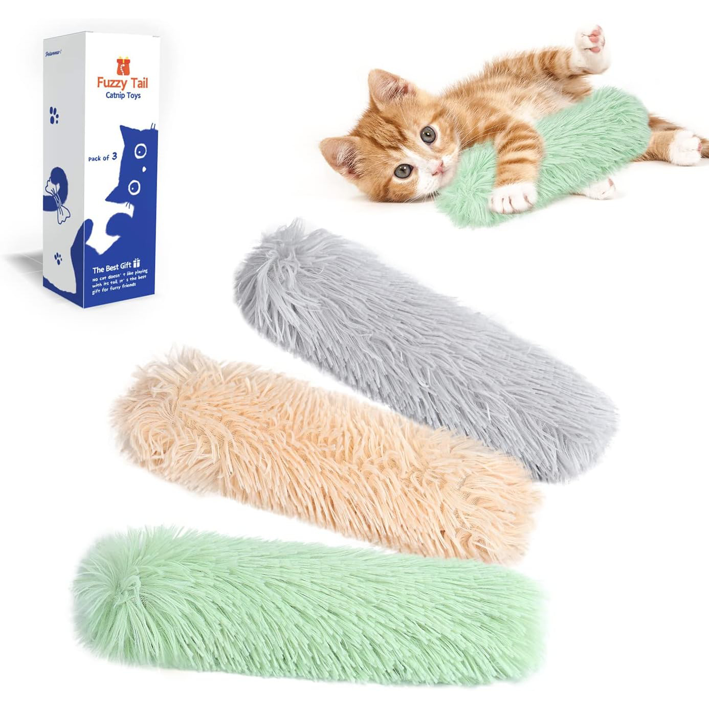 Potaroma Cat Toys Cat Pillows, 3 Pack Soft and Durable Crinkle Sound Catnip Toys, Interactive Cat Kicker Toys for Indoor Cats, Promotes Kitten Exercise New