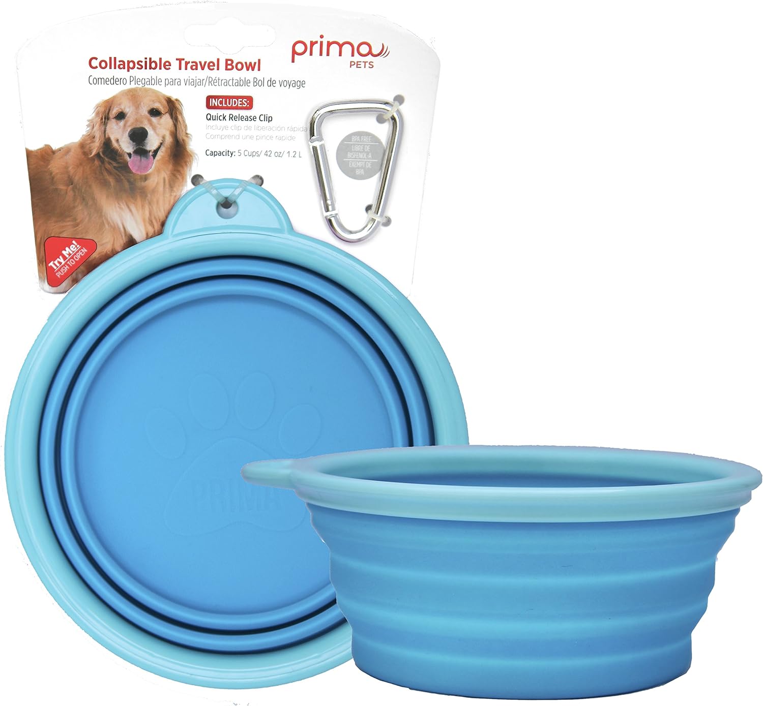 Prima Pets Collapsible Travel Bowl with Carabiner