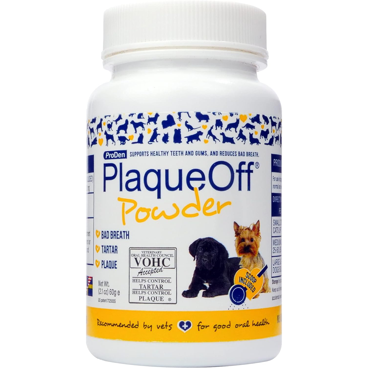 ProDen PlaqueOff Powder for Pets - Cat & Dog Breath Freshener - Plaque & Tartar Remover for Pet Oral Care - Supports Healthy Mouth for Dogs - 60g New