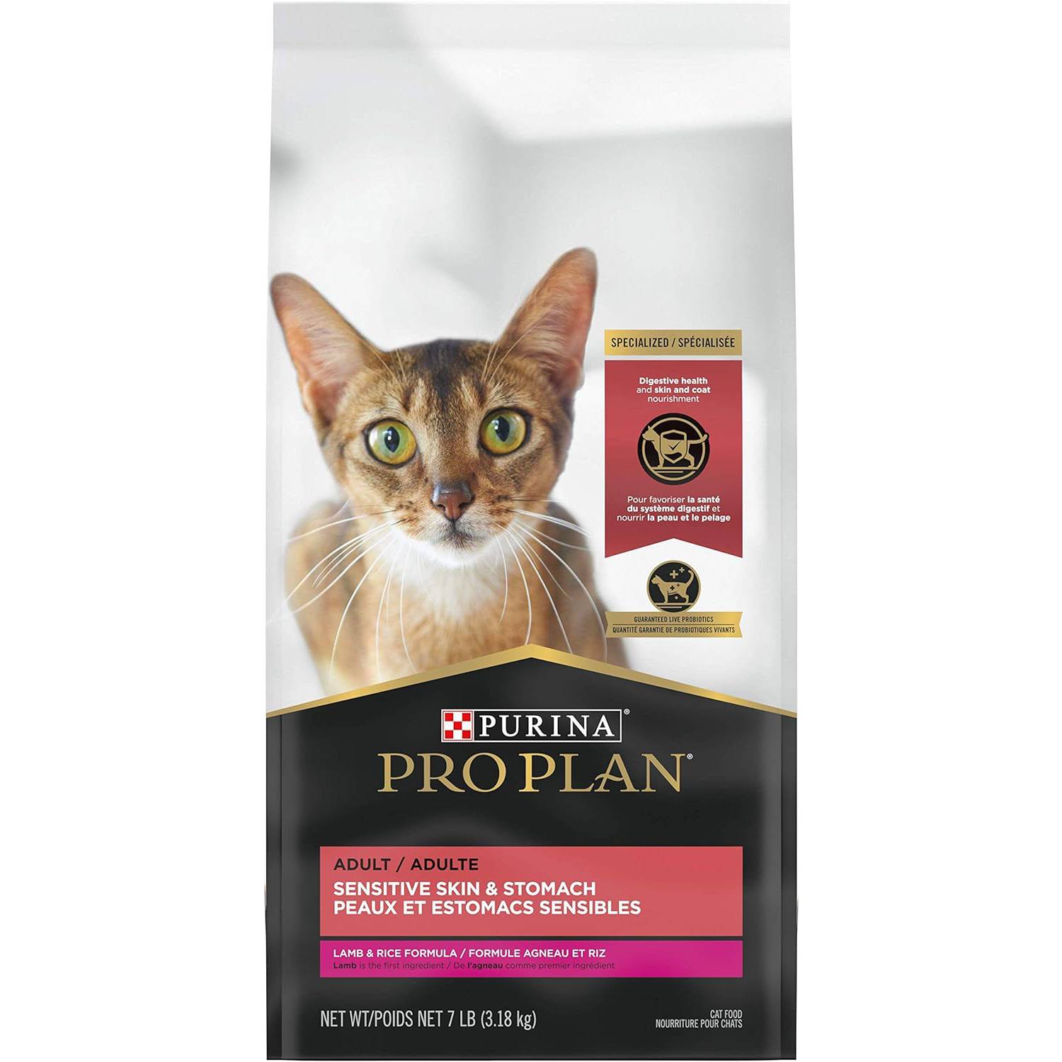 Purina Pro Plan Sensitive Skin and Stomach Cat Food, Lamb and Rice Formula