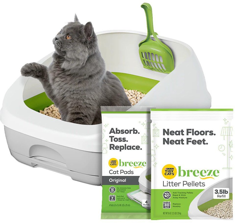 Purina Tidy Cats Breeze Cat Litter Box for Cats with Pads & Pellets