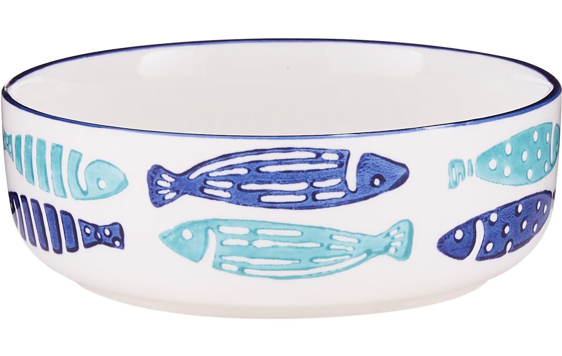 Signature Housewares Coastal Fish Non-Skid Ceramic Cat Bowl
