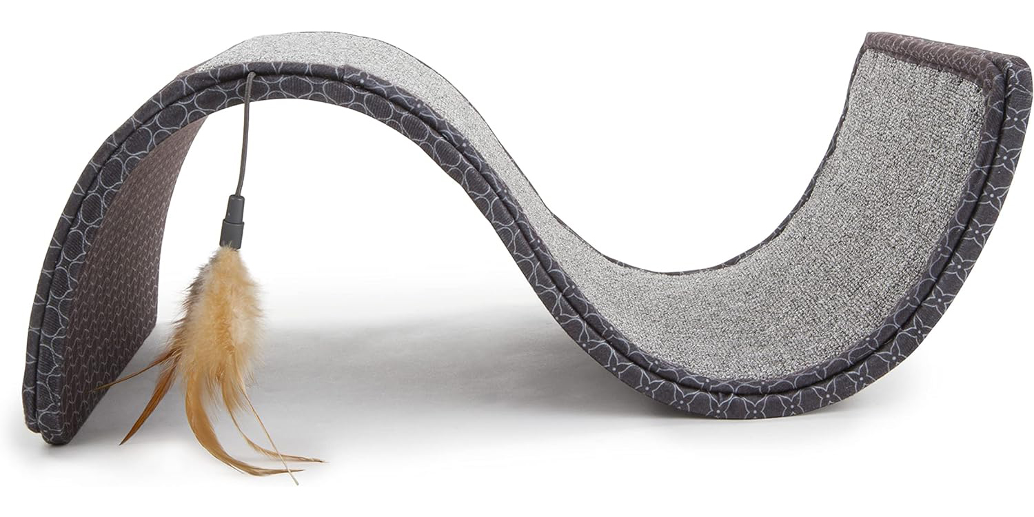 SmartyKat Scratch Scroll Sisal & Carpet Cat Scratcher with Feather Toy