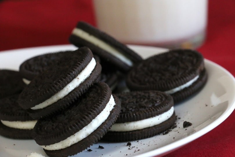 Stack of Oreos on a plate