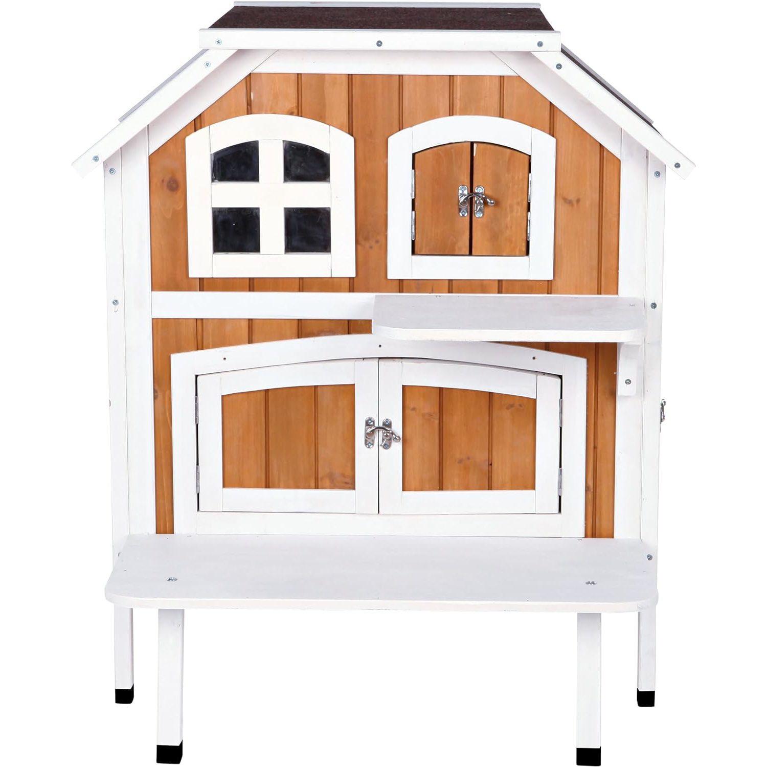 TRIXIE 2-Story Weatherproof Outdoor Cat Retreat, Spacious Indoor Cat Condo, Wooden Cat House, Roof Opens new