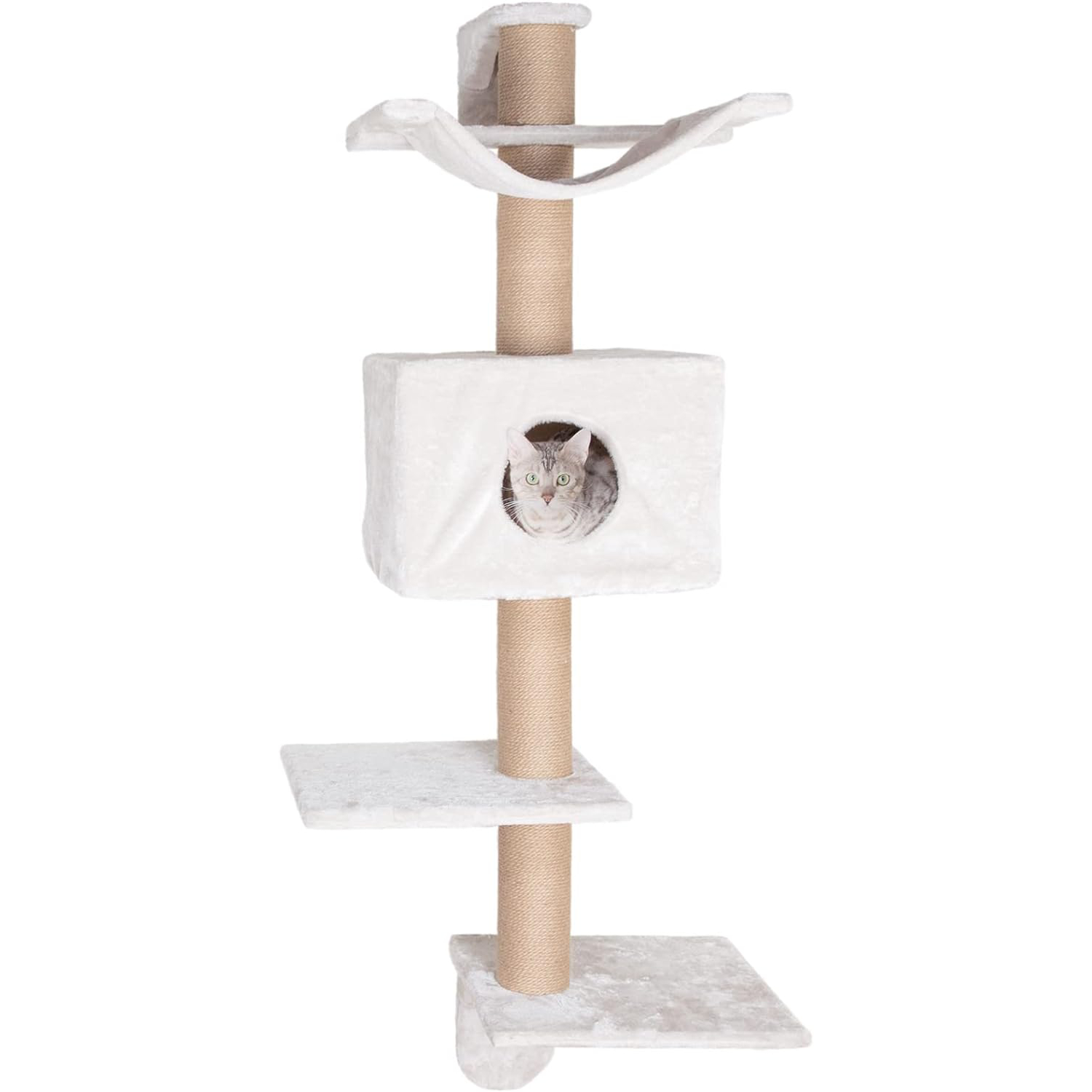 TRIXIE Dayna 59.8-in Wall Mounted Cat Tree with Scratching Posts, Condo, Hammock, and Two Platforms, Greige-Brown new