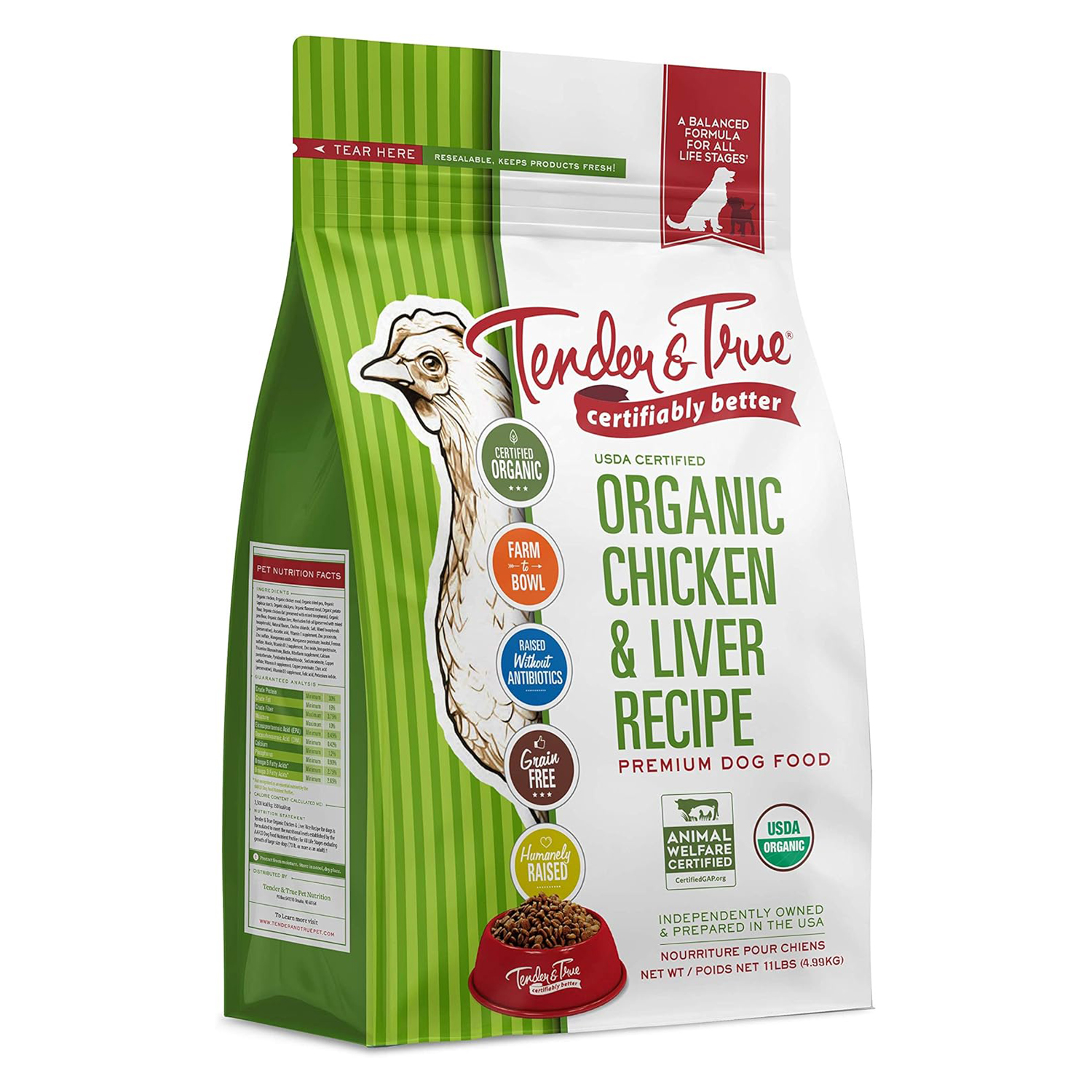 Tender & True Organic Chicken & Liver Recipe Dog Food
