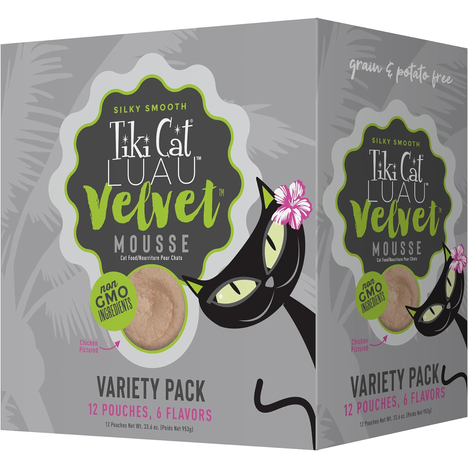 Tiki Cat Velvet Mousse, Protein Blend in Broth Variety Pack, Complete Nutrition for Balanced Diet, Wet Cat Food For All Life Stages, 2.8 oz. Pouch (Pack of 12) new