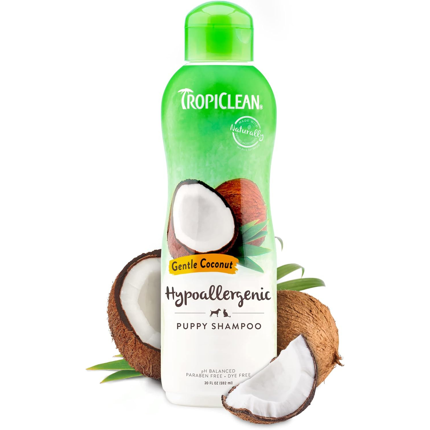 TropiClean Coconut Hypoallergenic Dog Shampoo _ Gentle Puppy Shampoo for Sensitive Skin _ Natural Pet Shampoo Derived from Natural Ingredients _ Kitten Friendly _ Made in the USA _ 20 oz. new