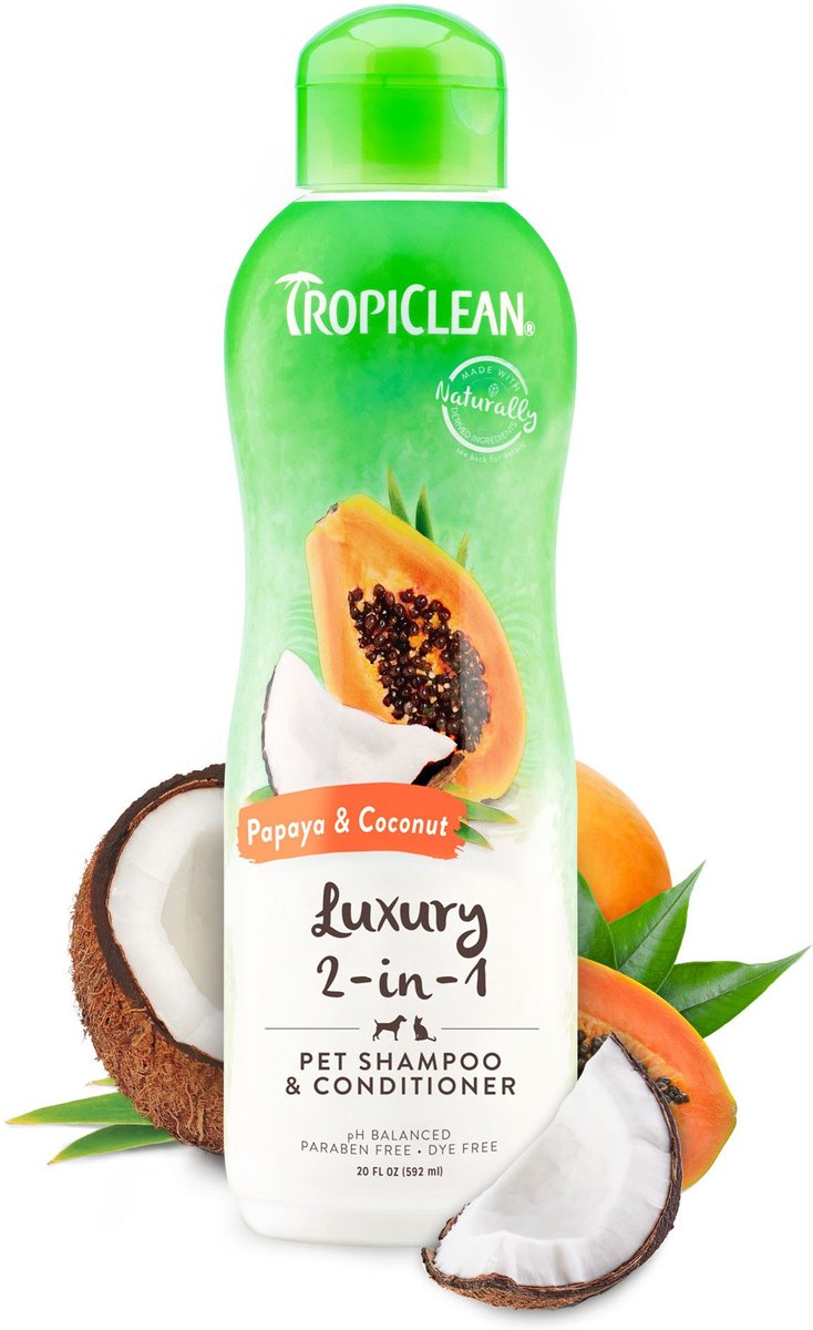 TropiClean Luxury 2 in 1 Papaya & Coconut Cat Shampoo