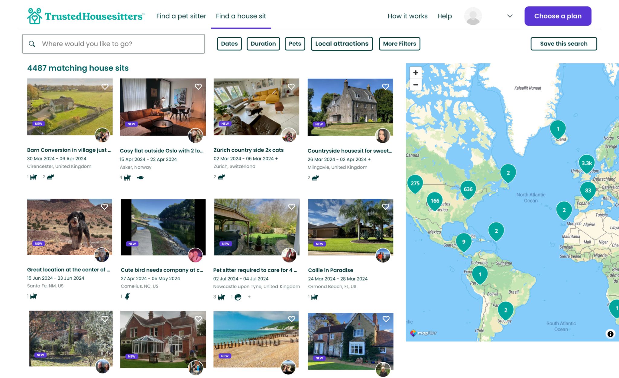 Trusted Housesitters Map