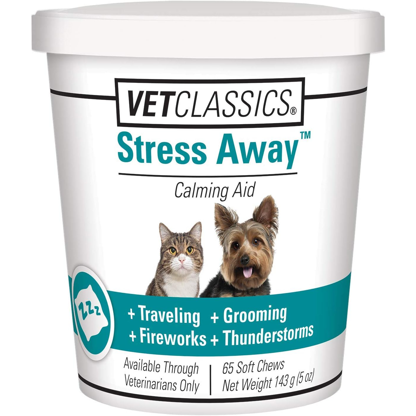 Vet Classics Stress Away Calming, Anxiety Aid for Dogs and Cats – Soft Chew Pet Health Supplement for Dogs, and Cats - Melatonin, Ginger – 65 Soft Chews New