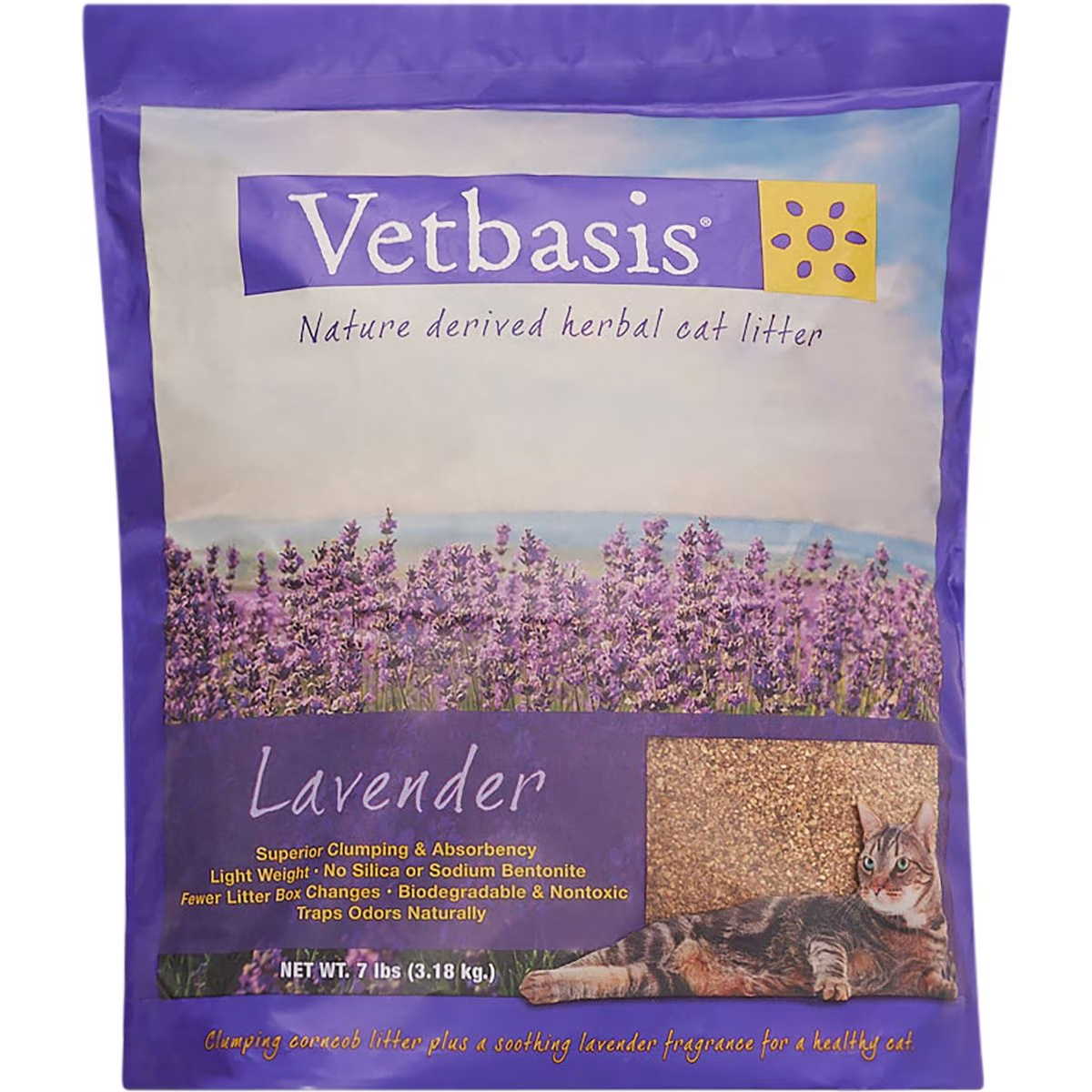 Vetbasis Herbal Lavender Scented Clumping Corn Cat Litter New