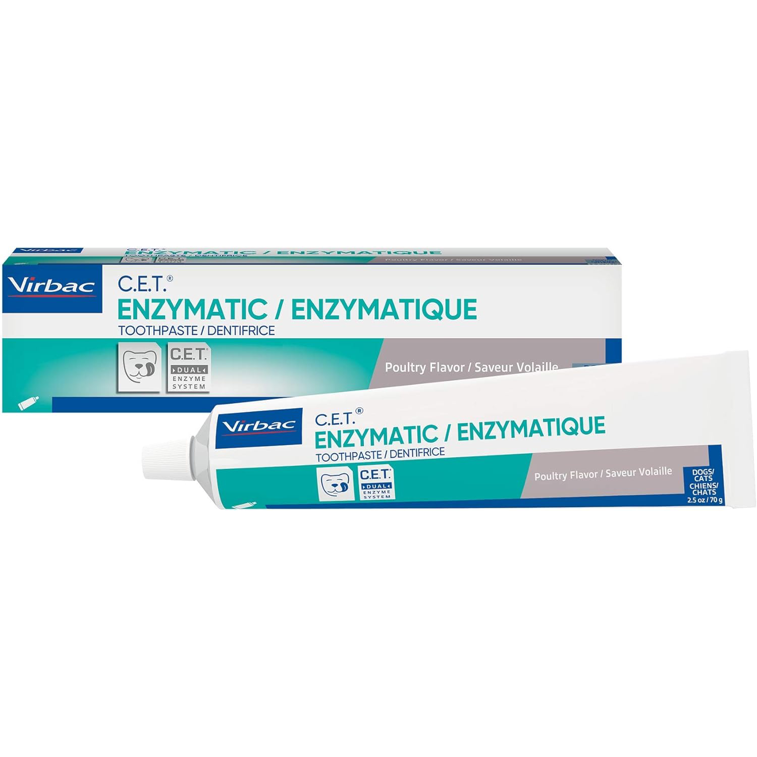 Virbac CET Enzymatic Toothpaste_ Eliminates Bad Breath by Removing Plaque & Tartar Buildup _ Best Pet Dental Care Toothpaste _ Poultry Flavor, 2.5 oz tube new