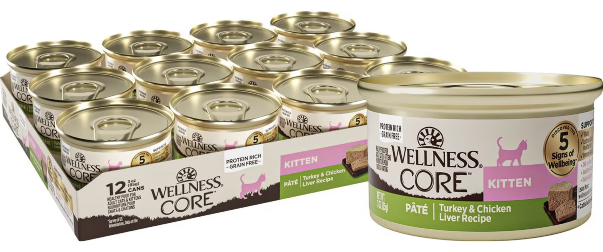 Wellness CORE Natural Grain-Free Turkey & Chicken Liver Pate Canned Kitten Food