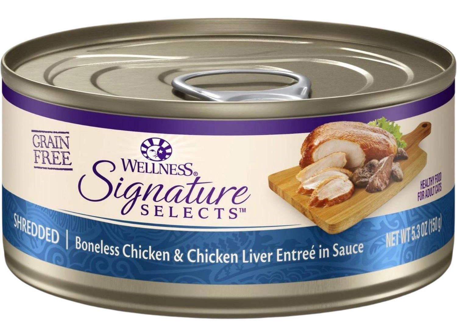 Wellness CORE Signature Selects Shredded Boneless Chicken & Chicken Liver Entree in Sauce Grain-Free Natural Canned Cat Food
