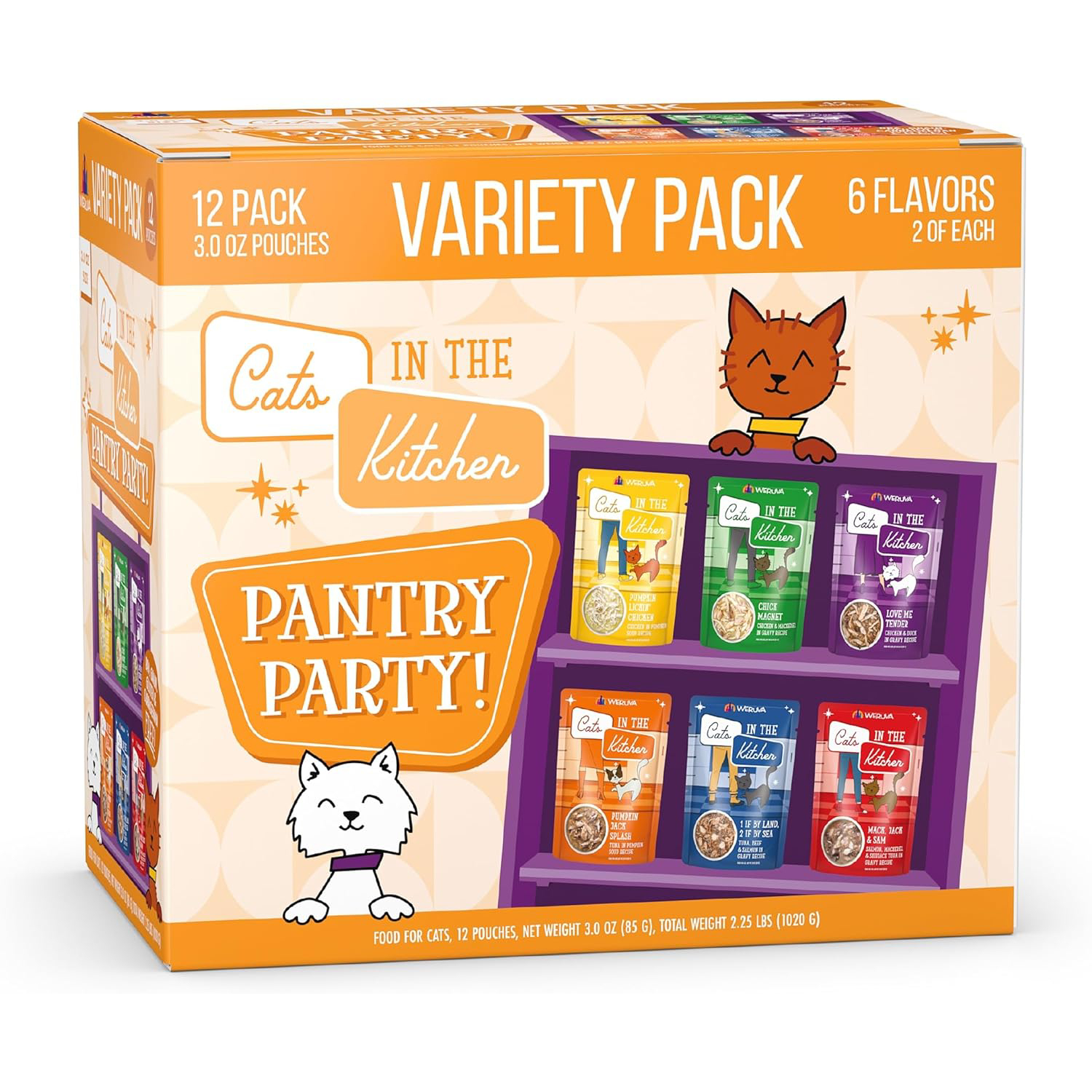 Weruva Cats in the Kitchen, Pantry Party Pouch Variety Pack in Gravy Cat Food, 3oz Pouch (Pack of 12) new