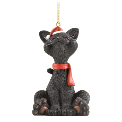 Whimsical Black Cat Figurine Ornament