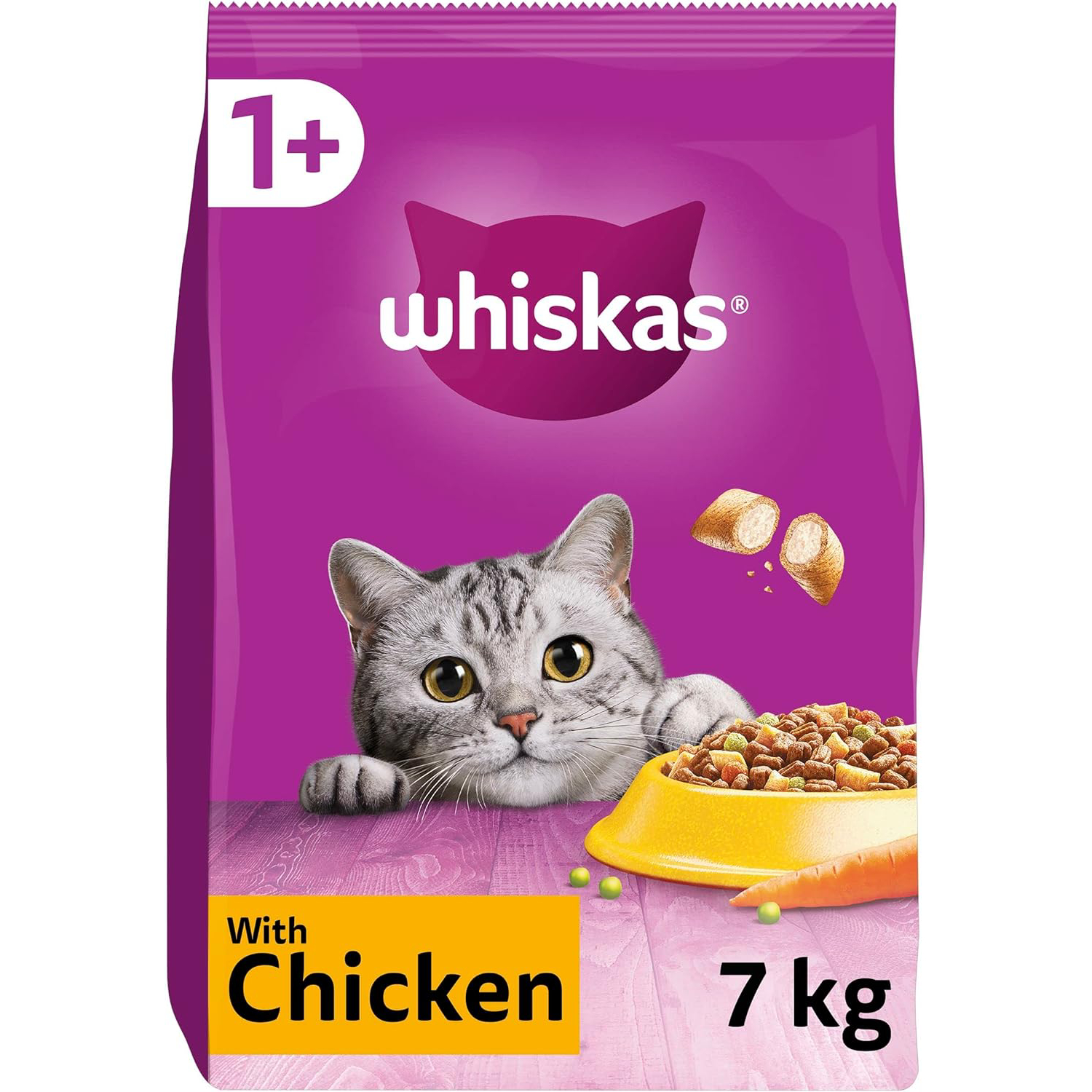 Whiskas 1+ Adult Chicken, Adult Dry Cat Food