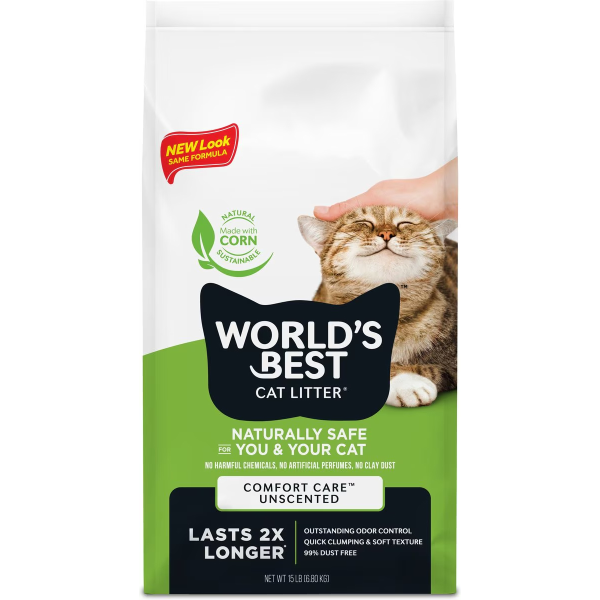 World's Best Comfort Care Unscented Clumping Corn Litter New