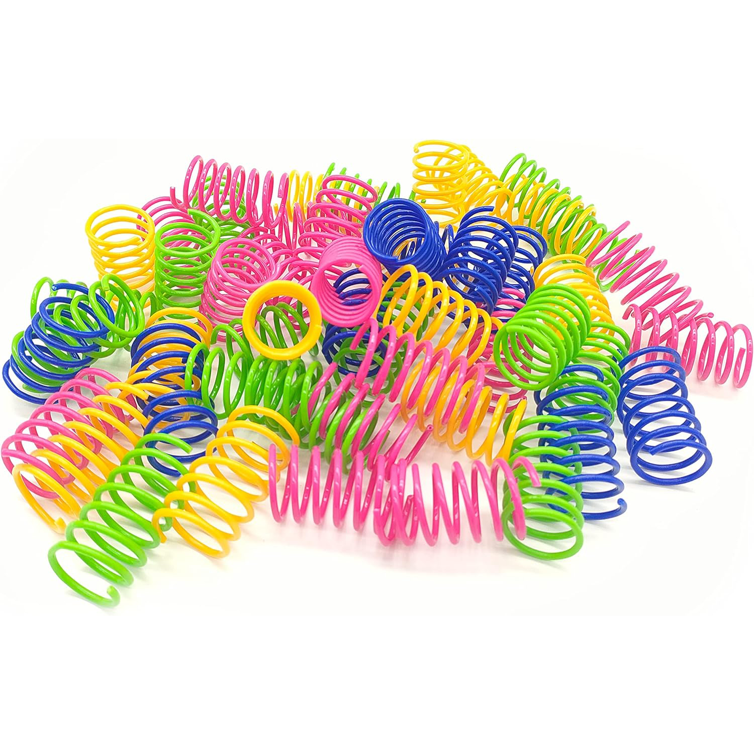 YULOYI Cat Spring Toys 30 Packs, Plastic Colorful Springs Cat Toys for Cat Kitten Pets New