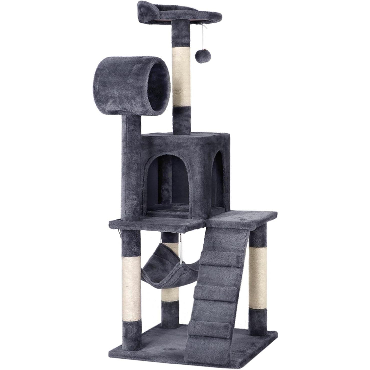 Yaheetech Cat Tree Tower Kitten Condo Scratching Post with Hammock Tunnel 51in new