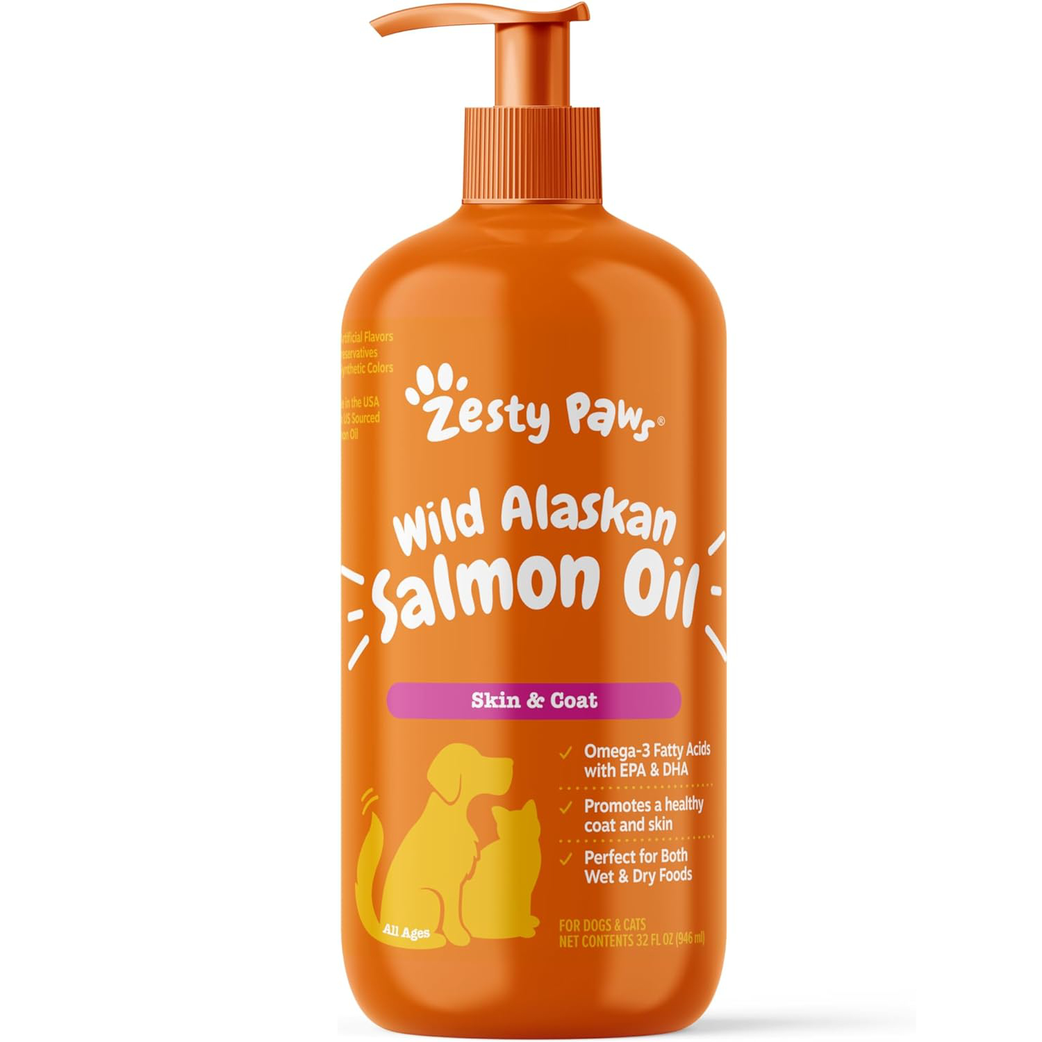 Zesty Paws Salmon Oil for Dogs and Cats with Wild Alaskan Salmon Oil Omega 3 and 6 Fatty Acids with EPA DHA for Pets
