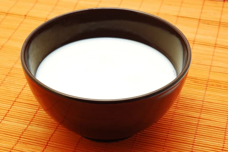 a bowl with milk