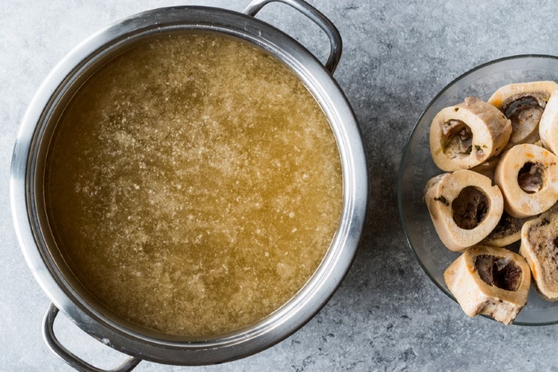 bone broth in a pan