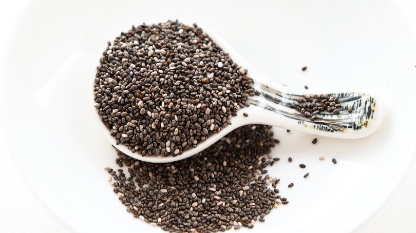chia seeds in white background