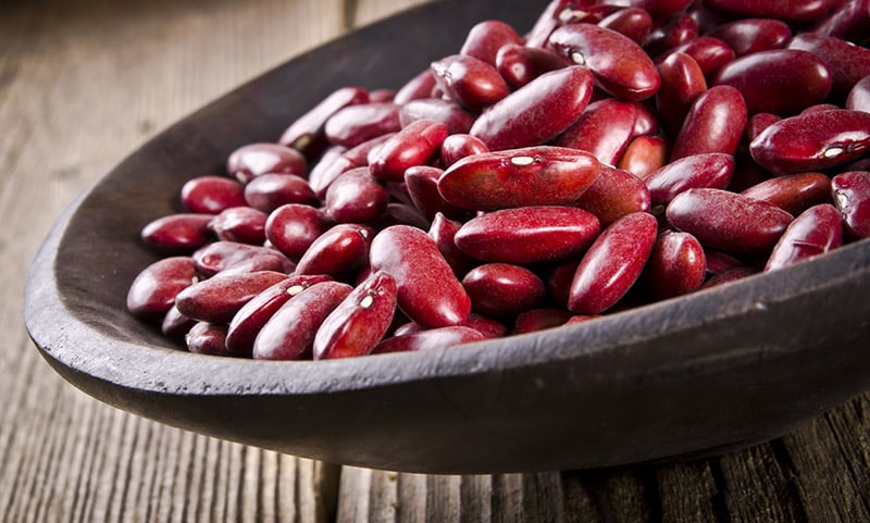 close up kidney beans on a bowl