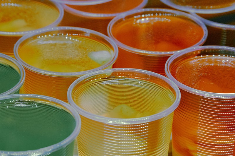 colorful gelatins on plastic cups