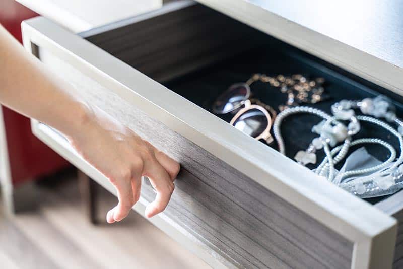 drawer with jewelry inside