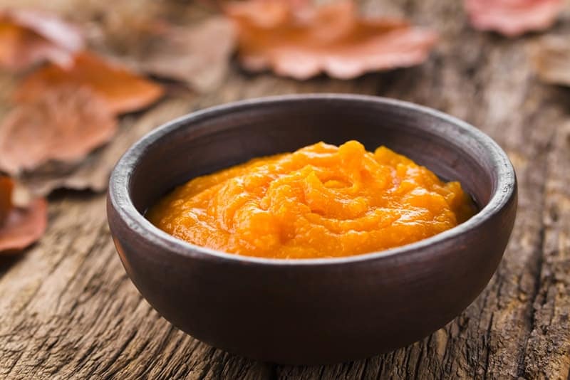 homemade pumpkin puree in bowl