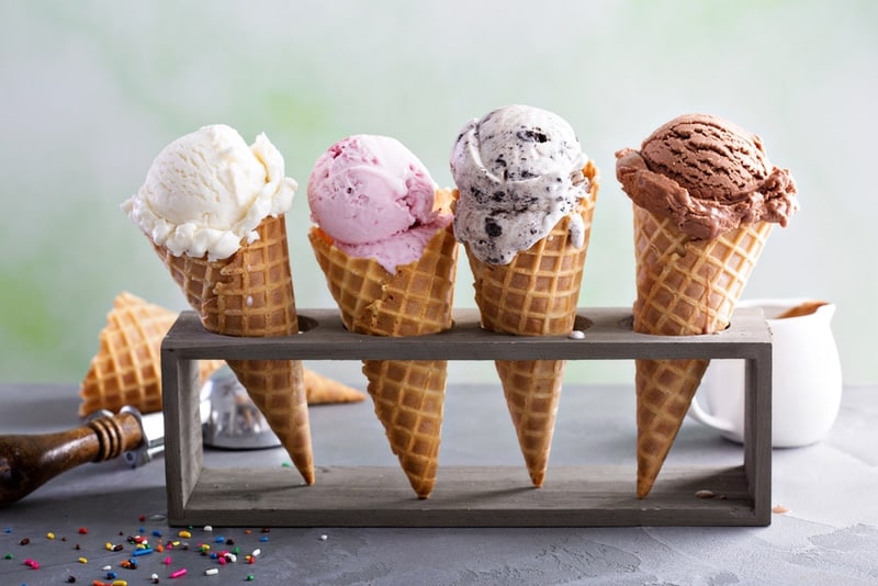 ice cream in cones