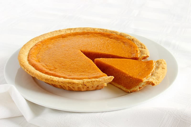 pumpkin pie on a plate