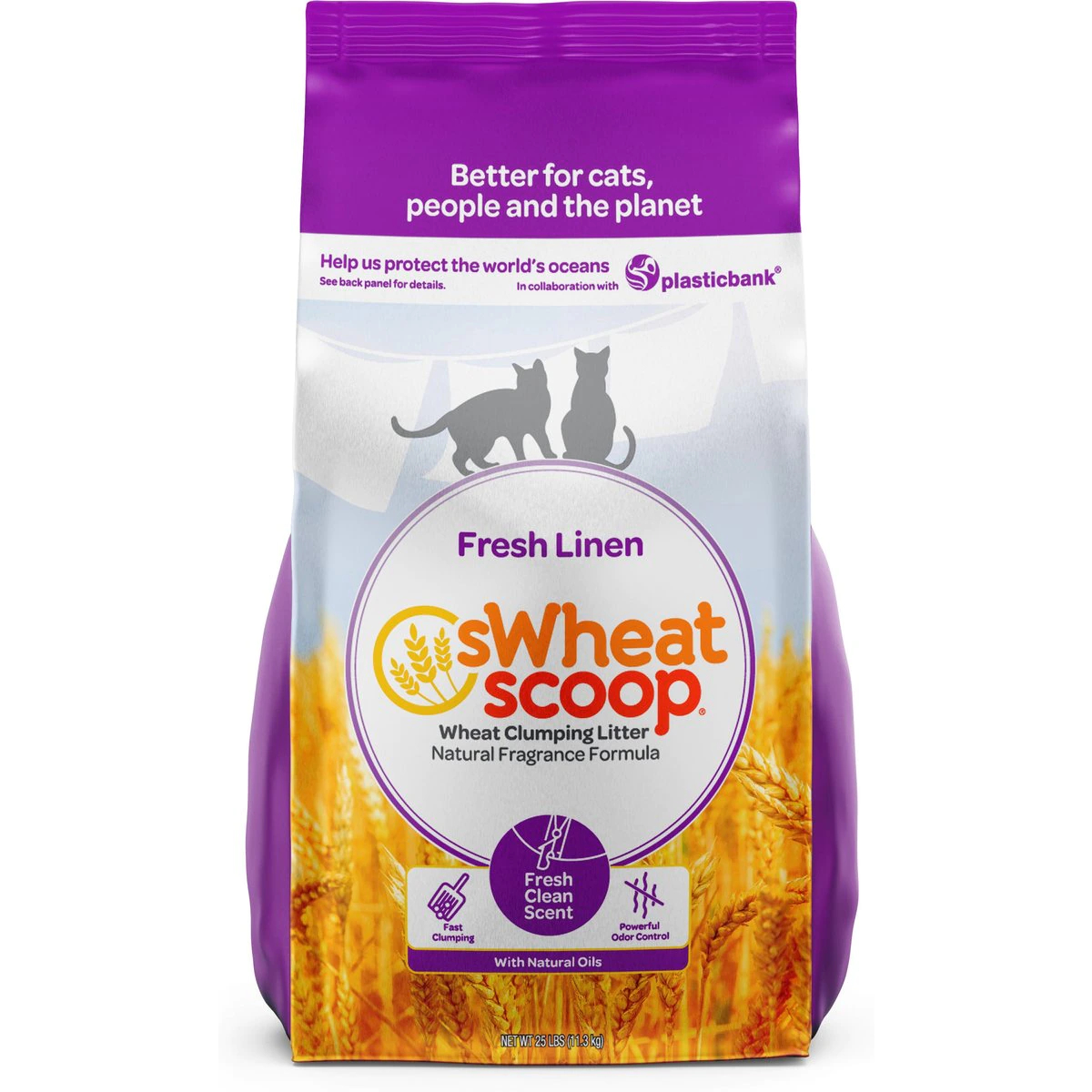 sWheat Scoop Fresh Linen Scented Natural Clumping Wheat Cat Litter New