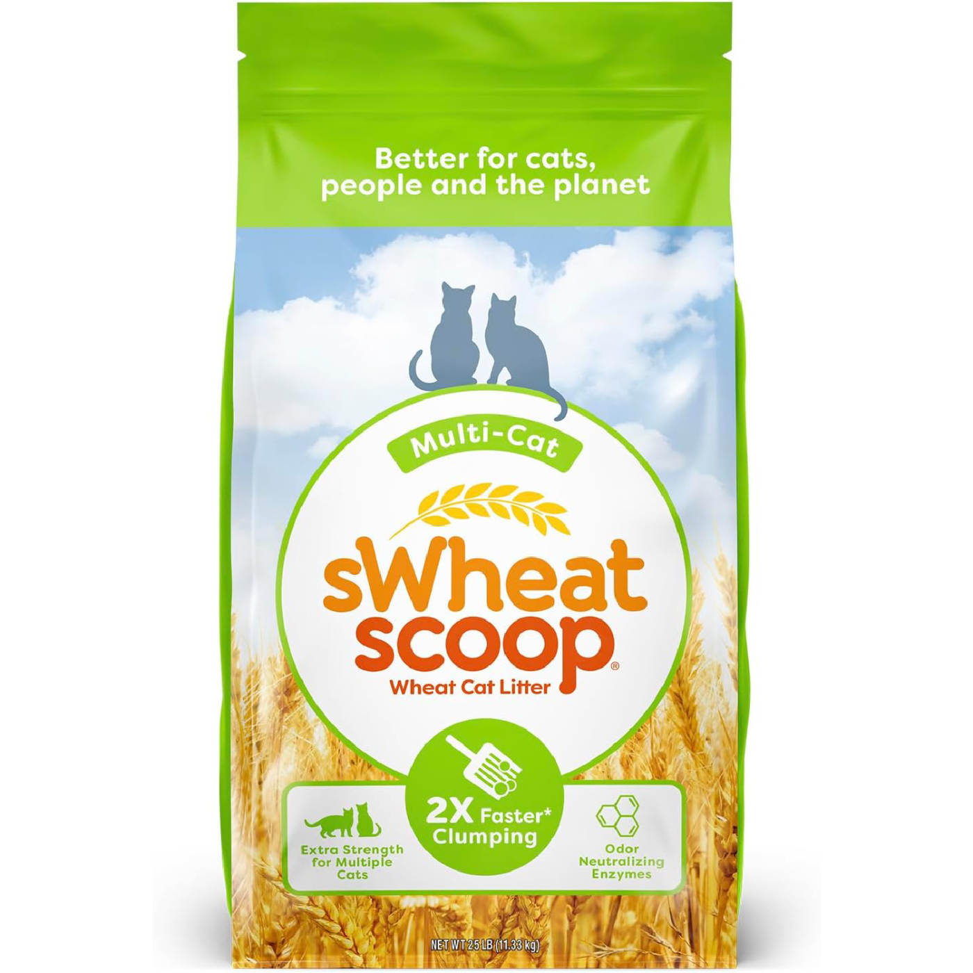 sWheat Scoop Multi-Cat Unscented Clumping Cat Litter