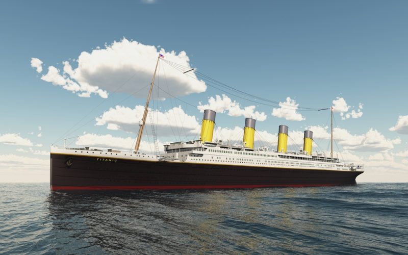 Historic passenger ship RMS Titanic on the high seas Computer generated 3D illustration