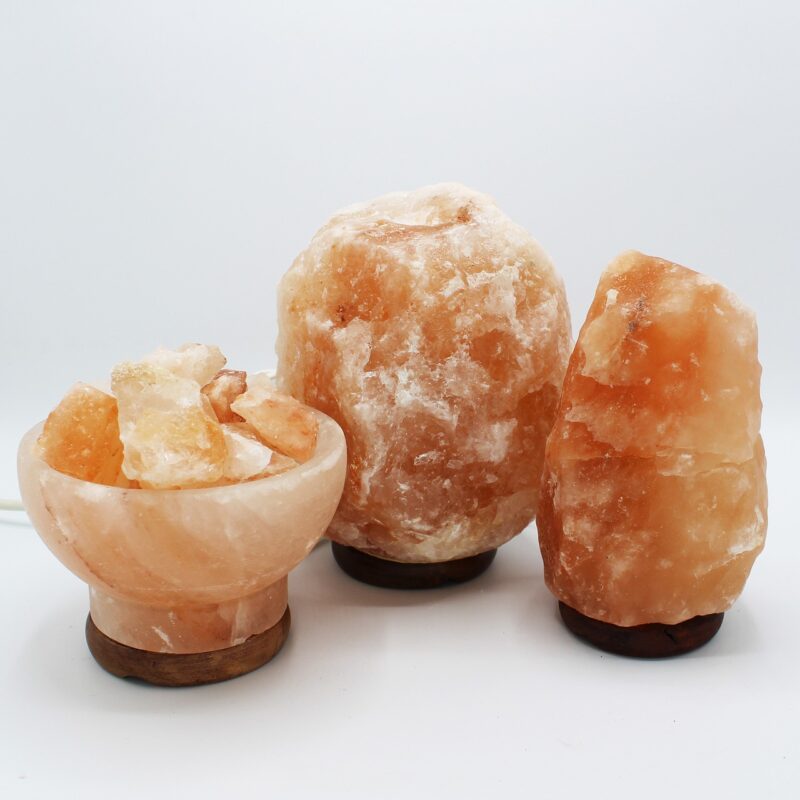 three himalayan salt lamps