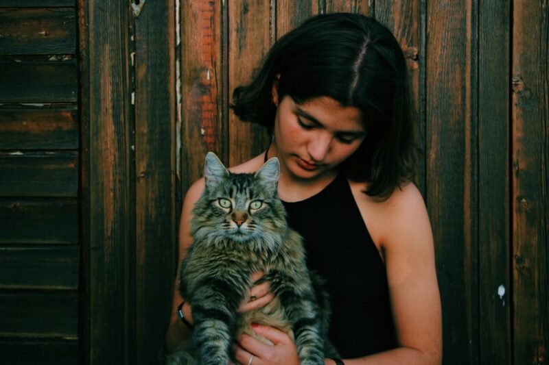 woman-holding-grey-cat