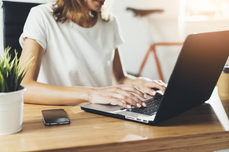 woman working on her laptop