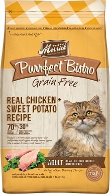 10Merrick Purrfect Bistro Grain-Free Real Chicken + Sweet Potato Recipe Adult Dry Cat Food